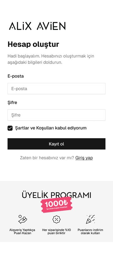 Alix Avien — mobile account screen