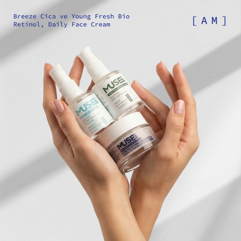 Muse Lab — AM routine hands holding products
