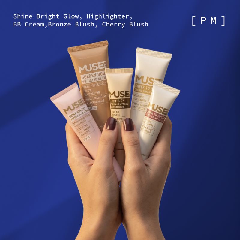 Muse Lab — PM routine hands holding products